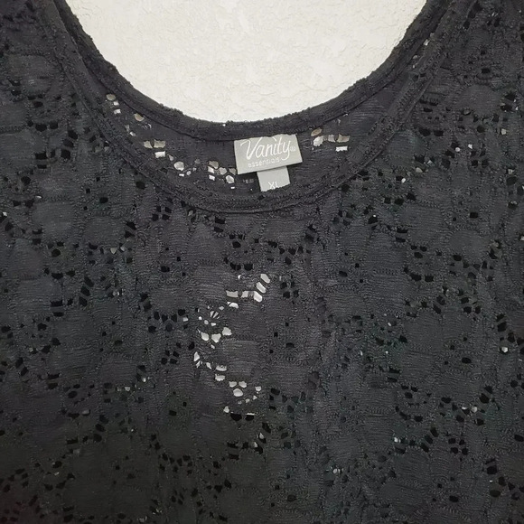 VANITY | NWT Black Stretch Lace Scoop Neck Tank XL - Picture 3 of 6
